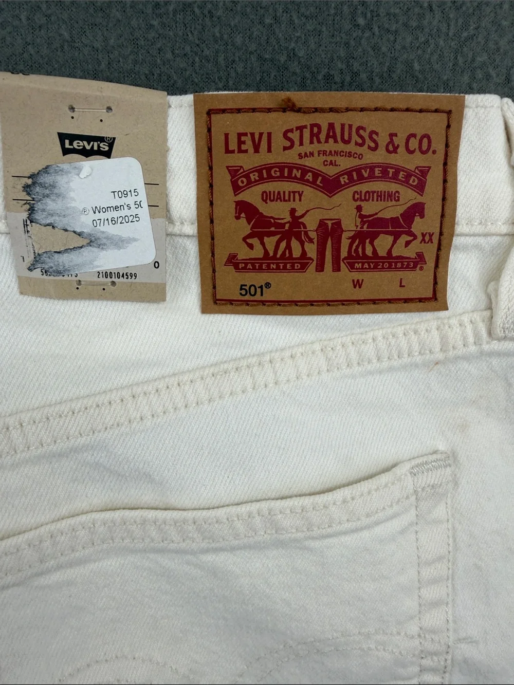 Levi's White High-Rise Denim Shorts